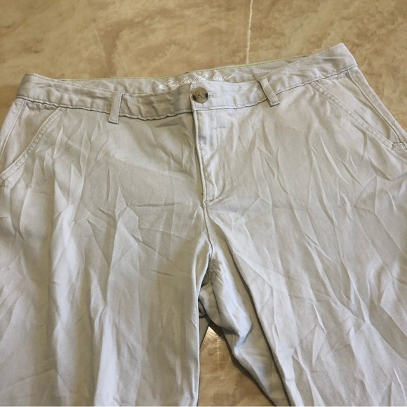 EDDIE bauer jeans womens size 12 white boyfriend fit straight leg stretch pants - Picture 3 of 10